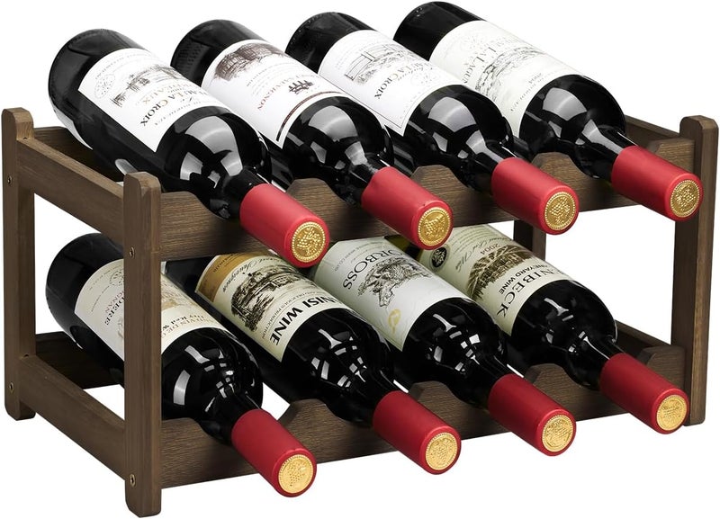 Homevany Wine Rack 8 Bottle 2-Tier Eco-Friendly Bamboo Wine Storage Easy-Assembly Space-Saving for Wine Lovers,Kitchen Wine Organizer for Countertop,Pantry, Home,Room Decor,Bar - Image 1
